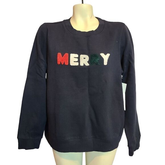 1901 Merry Navy Holiday Sweatshirt Size XL - Picture 2 of 6
